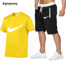 Load image into Gallery viewer, Quality Men's Sets T Shirts+shorts men Brand clothing Two piece suit tracksuit Fashion Casual Tshirts Gyms Workout Fitness Sets