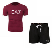 Load image into Gallery viewer, 2019 Train Graphic Series Print Fashion For Men New EA7 white Short Sleeve Men Tracksuits Set Male T-shirt fashion Clothing
