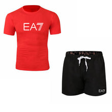 Load image into Gallery viewer, 2019 Train Graphic Series Print Fashion For Men New EA7 white Short Sleeve Men Tracksuits Set Male T-shirt fashion Clothing